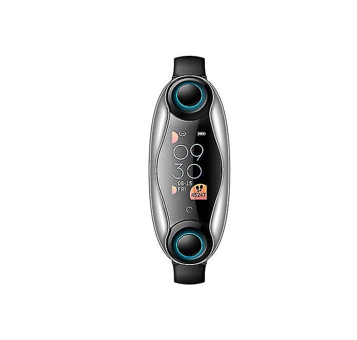 Orologio intelligente con cuffie Bluetooth, auricolari wireless True Tws Long Standby Time Uomini Donne (nero)