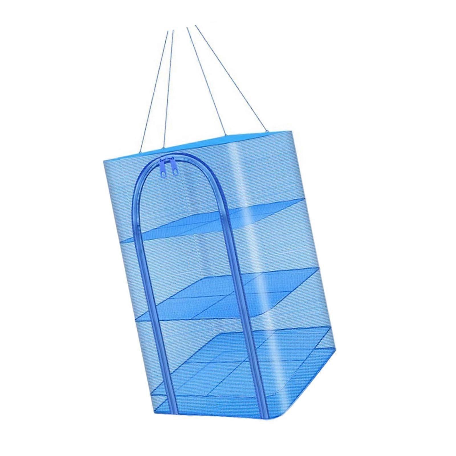 4 Layer Hanging Drying Net Rack with Zipper, Foldable Mesh for Fish Vegetables Fruit Plants 35cm