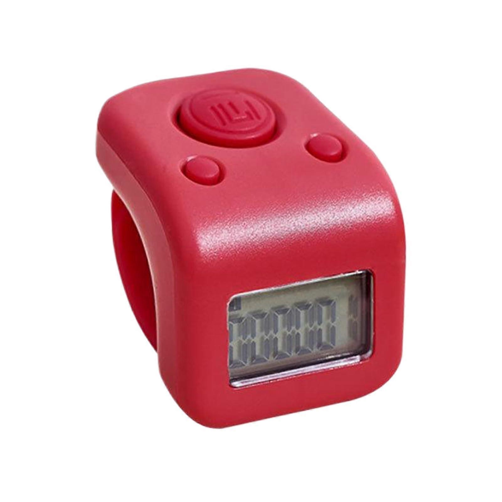 Electronic Finger Counter Waterproof LED Adjustable Silicone Ring for Wooden Fish, Red