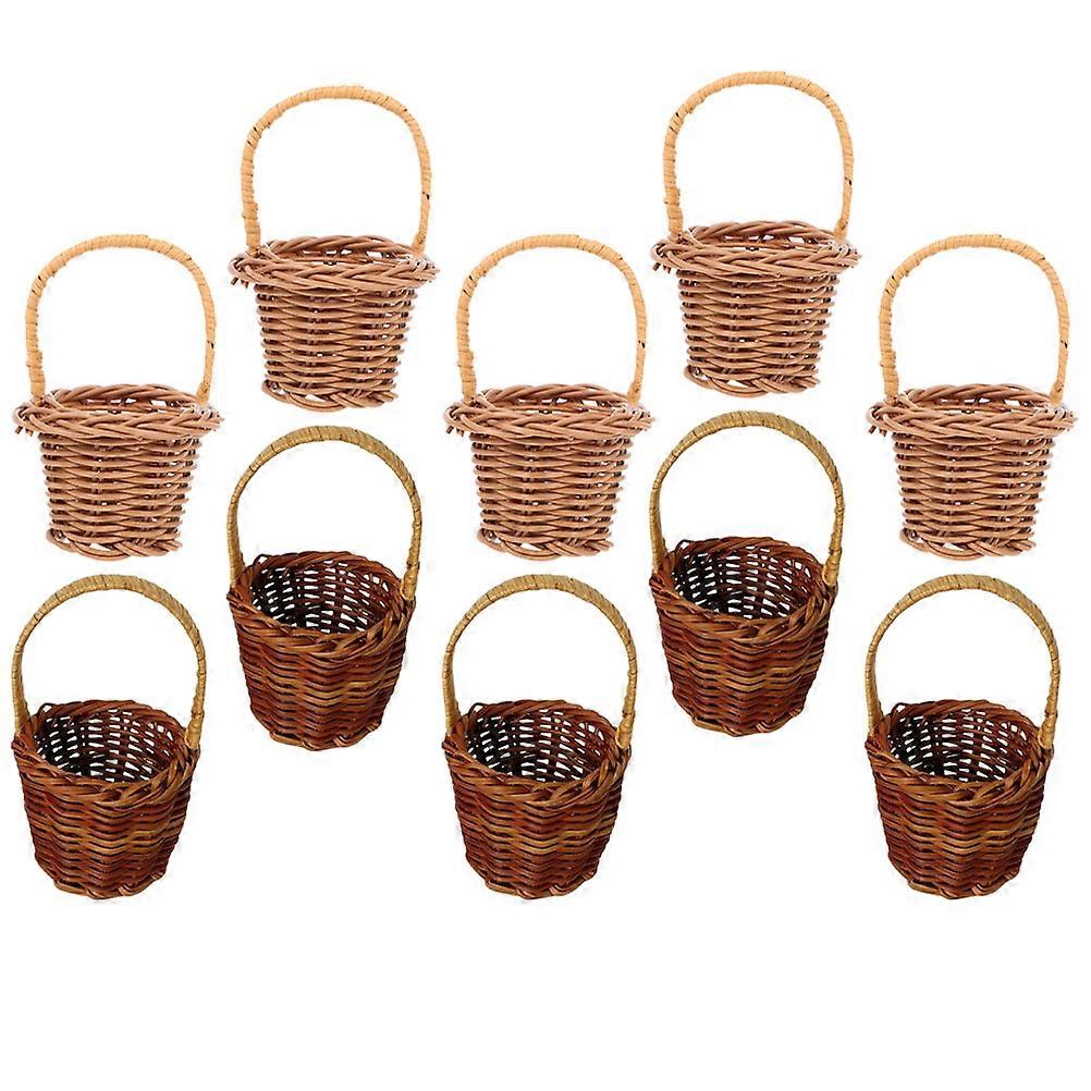 Mini Woven Basket for Storage Use 10Pcs Handled Assorted