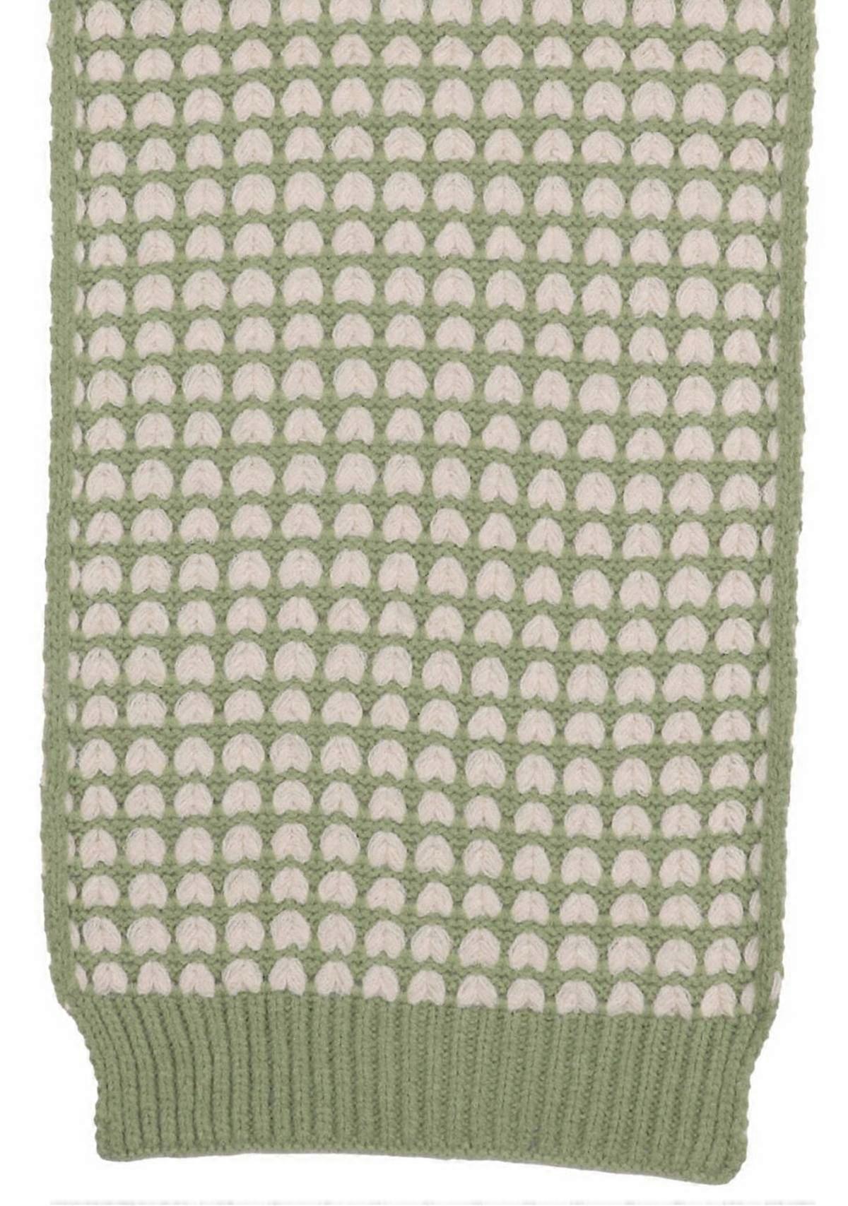Zelly Knitted Hearts Scarf - Green