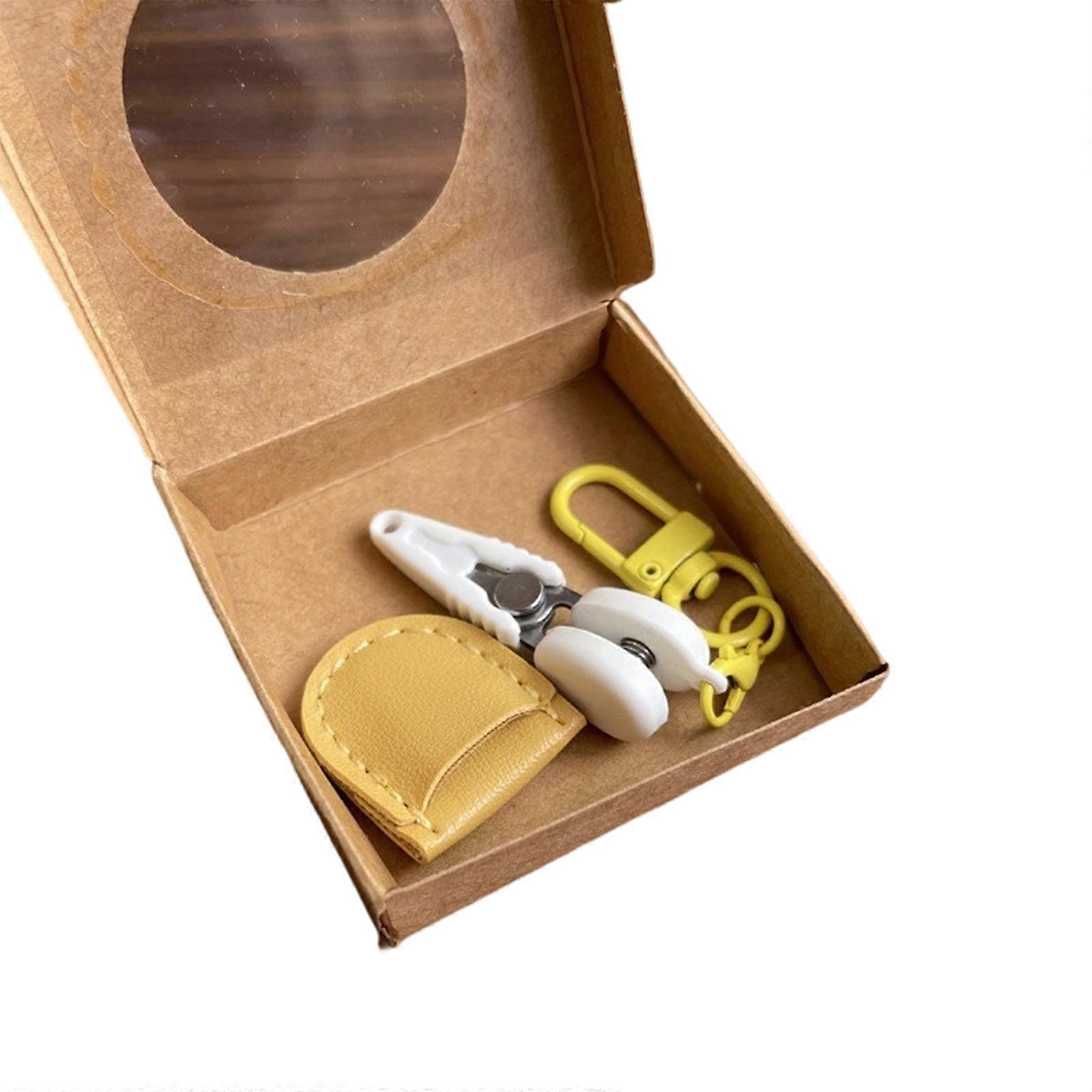 Tiny Sewing Scissors Keychain withProtective Cap Ergonomic Handle Pocket Tailoring Sheath For Quilting Sewing Project  Yellow