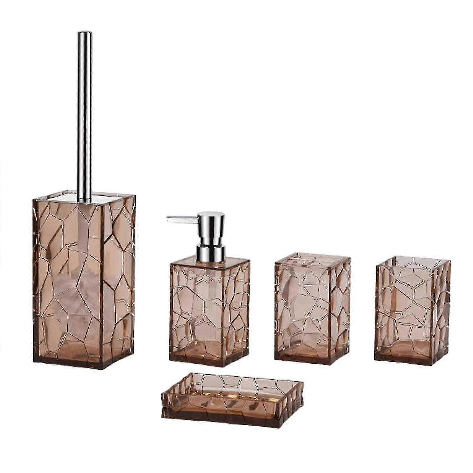 5Pcs Acrylic Bathroom Accessory Set Bathroom Essential Set Elegant Bath Accessory Sets for Apartment