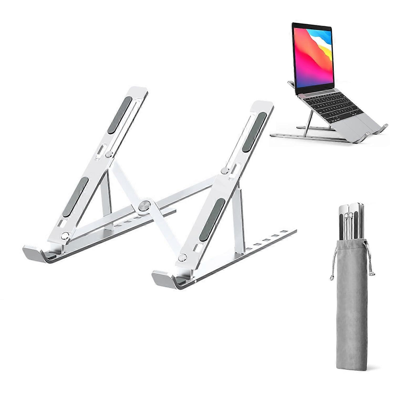 Adjustable Aluminum Laptop Stand for Desk with Ventilated Cooling, Foldable Riser for 915.6 Inch