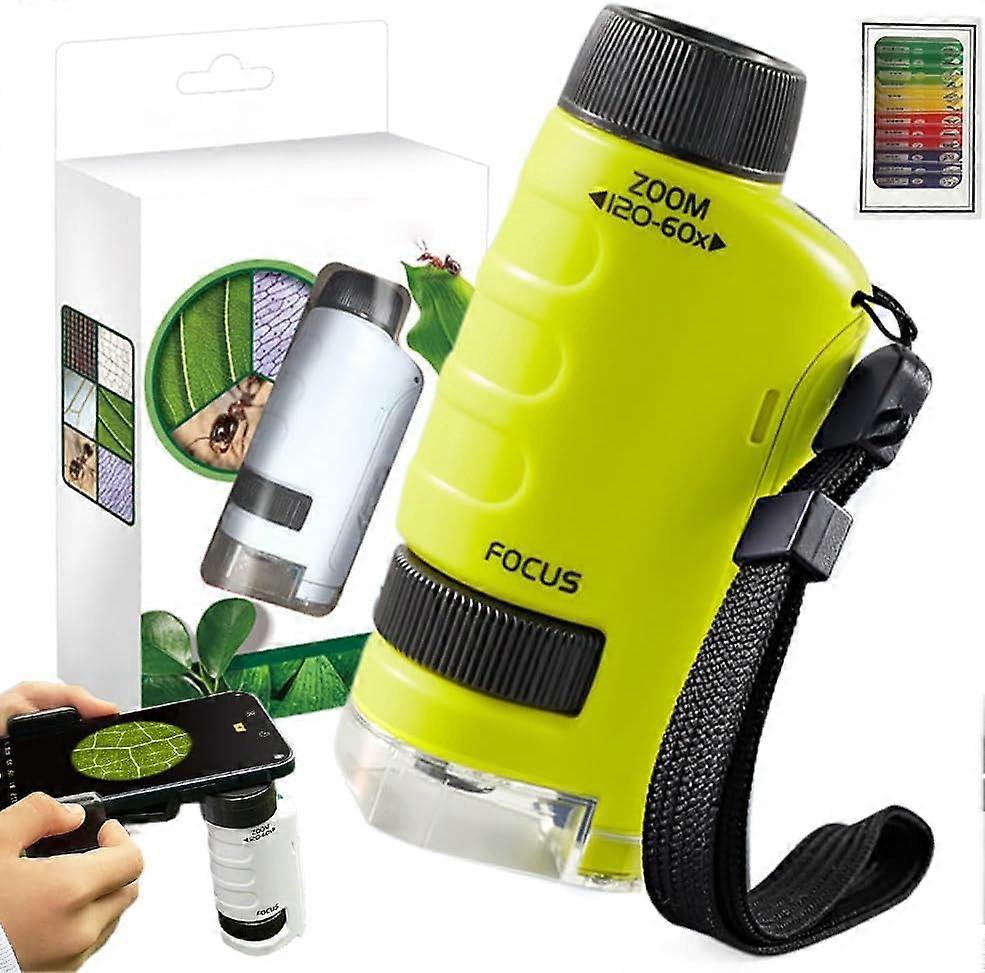 Kids Microscope with Multiple Magnification Levels, Handheld Pocket Microscope for Children Science Exploration Green