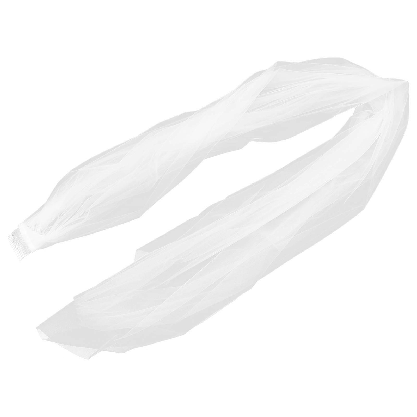 White Long Wedding Veil Accessory Single Layer For Brides 2 Meters 1Pack