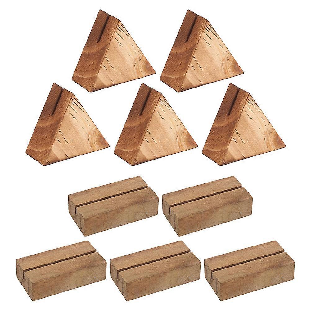 Wooden Card Holder for Display 20Pcs Triangular and Rectangular Desk Stands