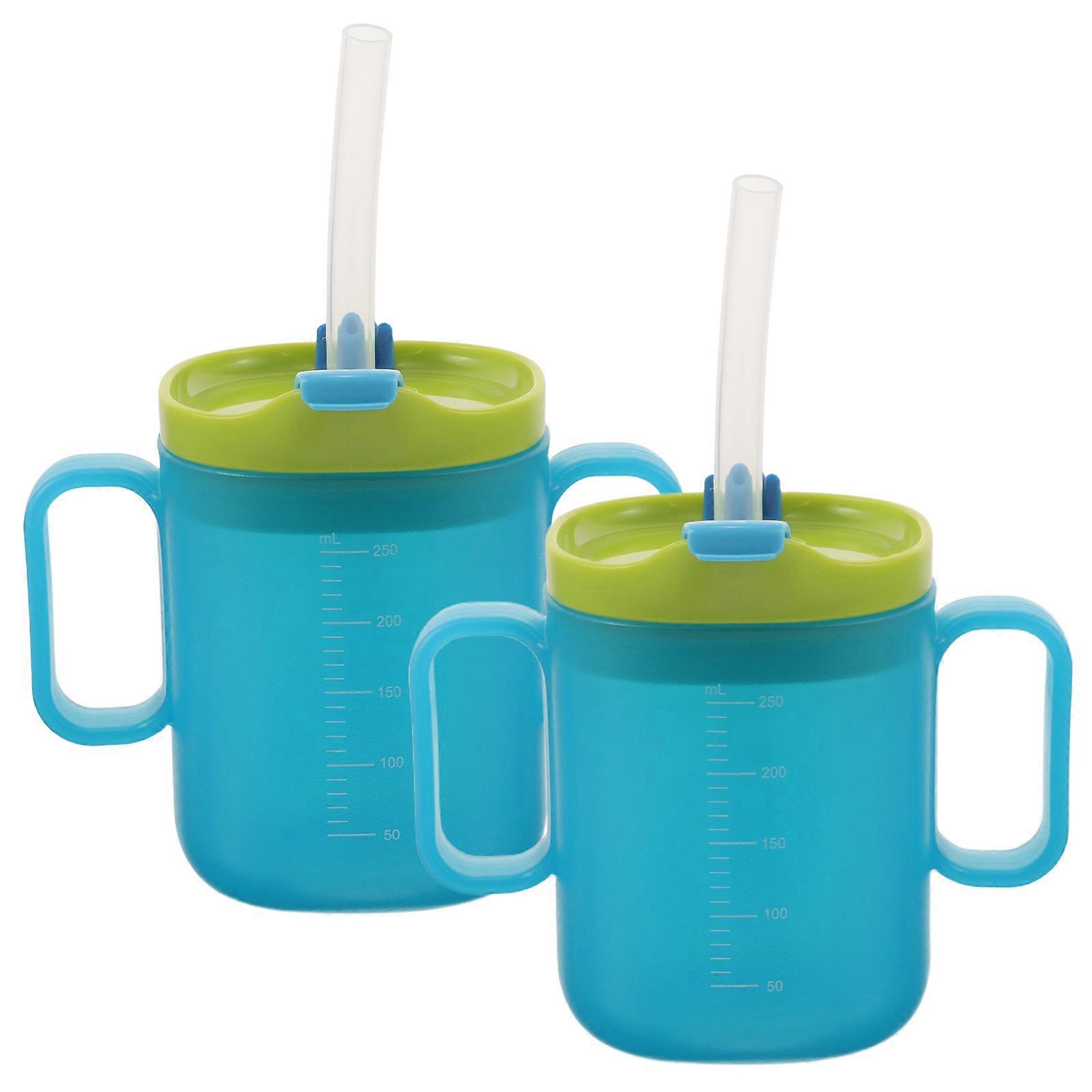 Milk Cup 2Pcs Nursing Spill Proof Cups for Elderly with Straw Feature