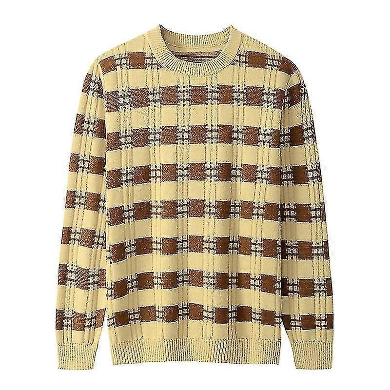 Herren Strickpullover Argyle Pullover mit Rundhalsausschnitt Vintage Thermal