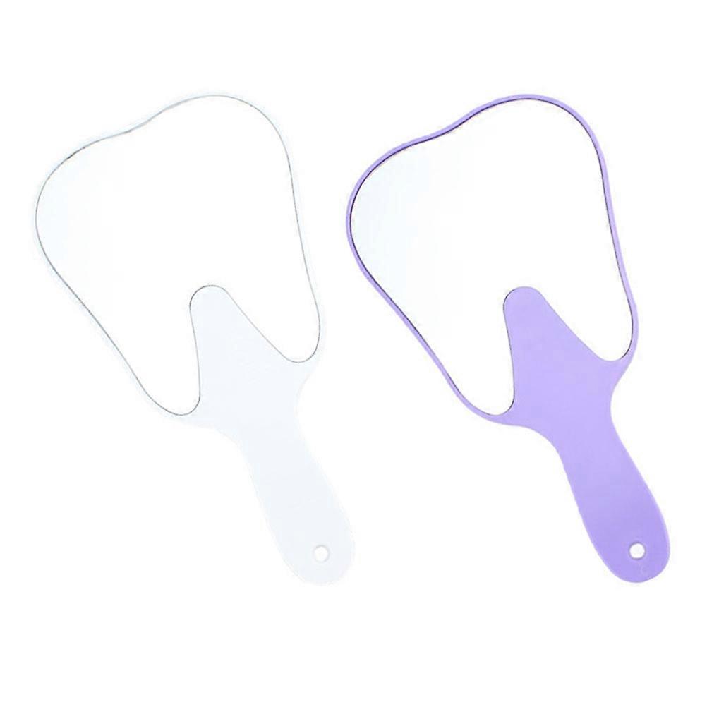 Makeup Mirror Tooth Shaped for Handheld Use 2Pcs Portable Mirrors