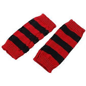 1 Paar warme Haltestreifen gestricktes Wollgarn Halbfinger-Winterhandschuhe