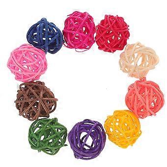 10Pcs Branche De Saule Boule Boule Rotin Boules Oiseau Perroquet Mâcher Jouets Cage À Oiseaux Ornement Suspendu pour Petits Animaux (Couleur Aléatoire)