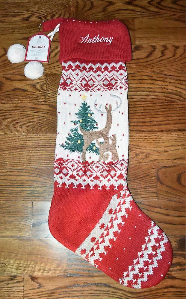 Deer Heirloom Knit Christmas Stocking Anthony Monogram