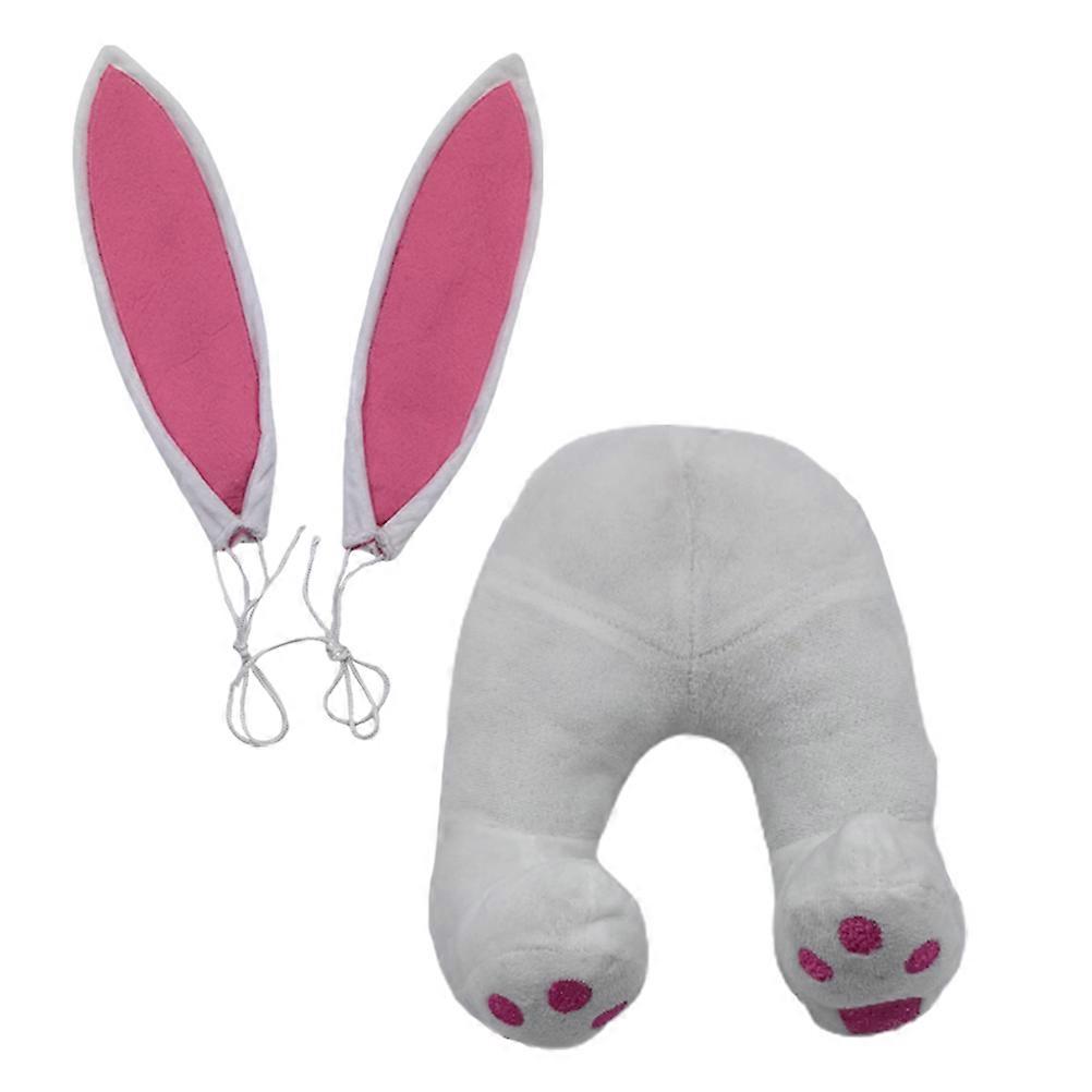Easter Door Decorations Bunny Butt Ear Decor for Hanging 2Sets White Polyester