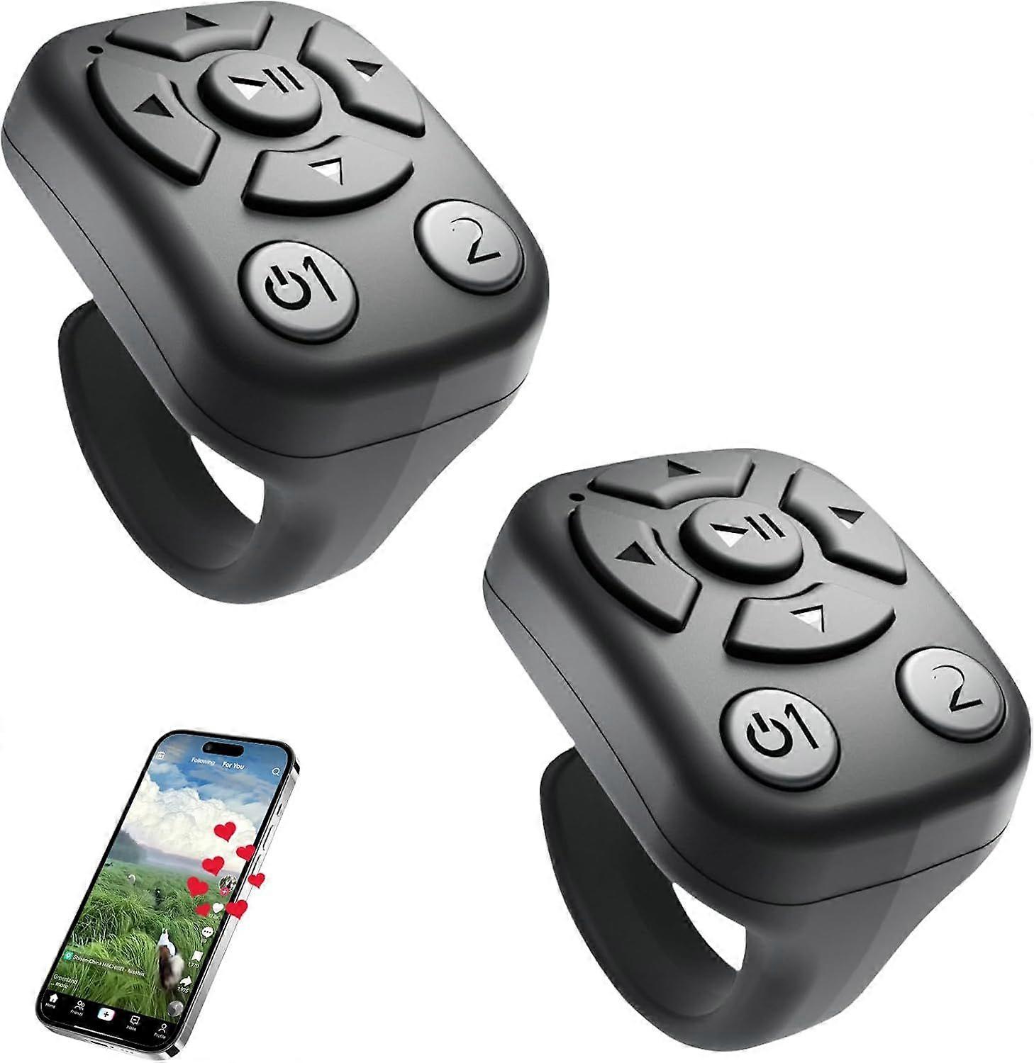 Scrolling Ring - Bluetooth Remote for Clips & Tunes, iPhone-Compatible Fingertip Wireless Bluetooth Controller, Ideal for iPad, iOS & Android, wit