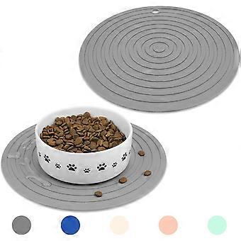 Ptlom Pet Food Mat for Dog and Cat Placemat 2 Pcs, Mat for Prevent Food and Water Overflow, Suitable for Medium and Small Pet, Silicone, 9.5"* 9.5"