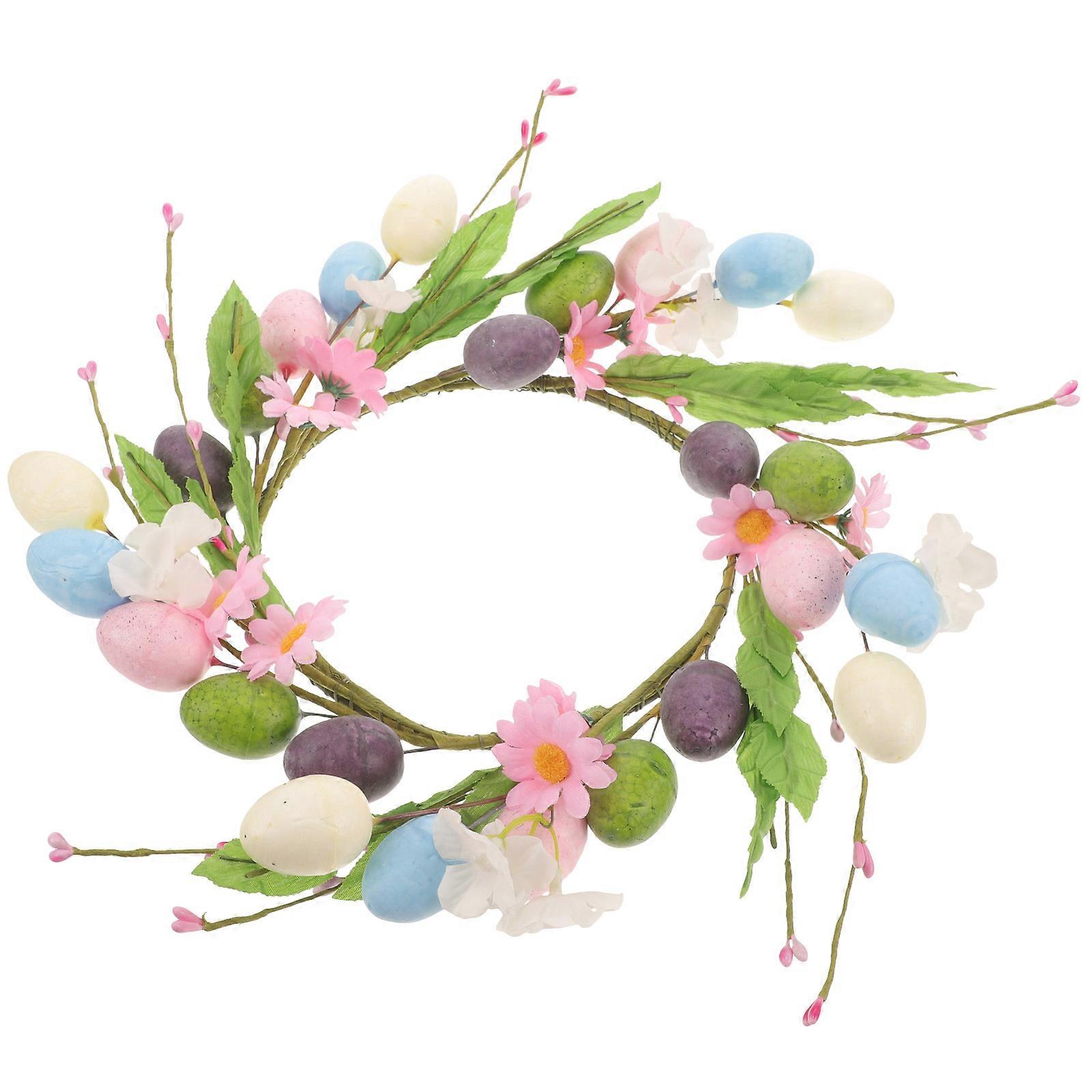 Easter Egg Wreath Artificial Spring Decor for Front Door Hanging