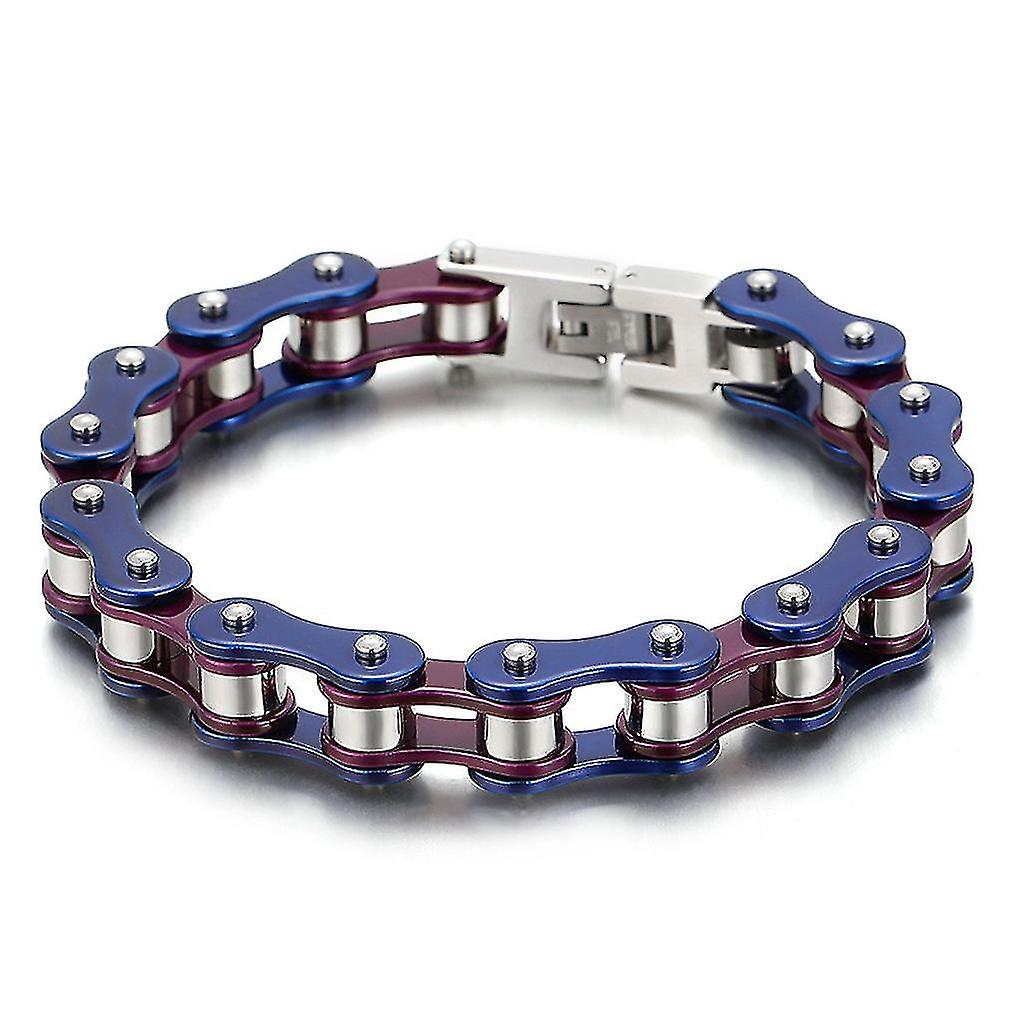 Rock Style Motorcycle Chain Shaped Titanium Bracelet Assorted Colors