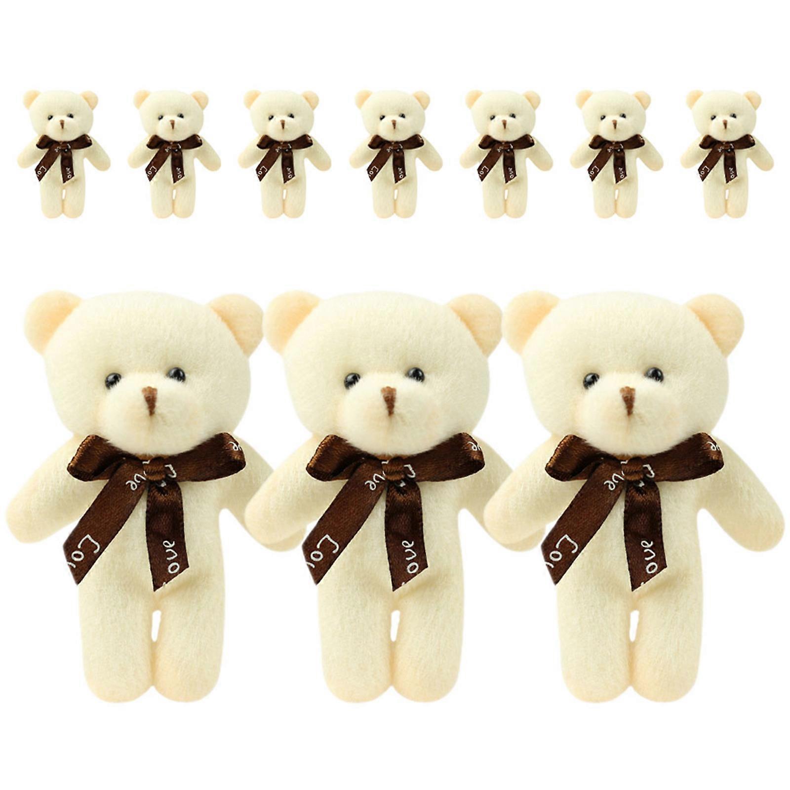 10PCS Mini Bear with Hanging Chains Stuffed Plush Bear Keychain Tiny Bear Dolls