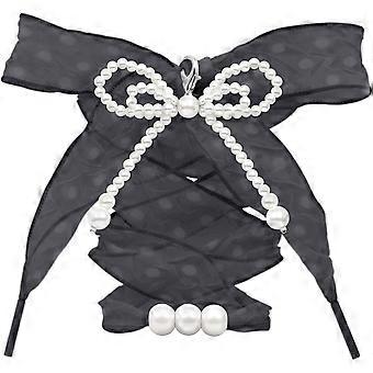 Wrinkles Snow Yarn Shoelaces: Organza Shoe Laces with Charms 1 Pair