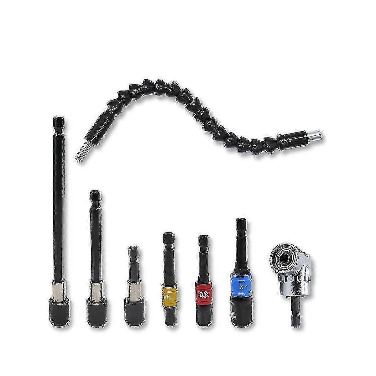 Flexible Drill Bit Extension Set 8pcs, Hex 105right Angle Drill Bit Attachment, Universal Socket A-GHUL