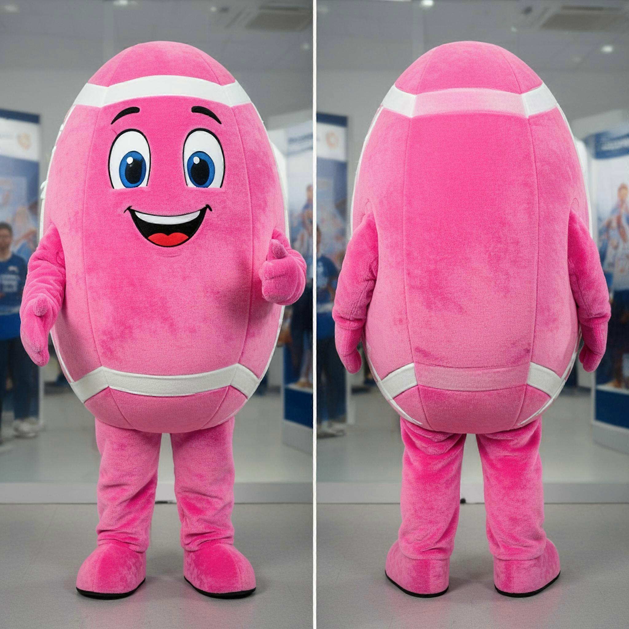 MASTICOT Pink Rounded Rugby Ball Mascot