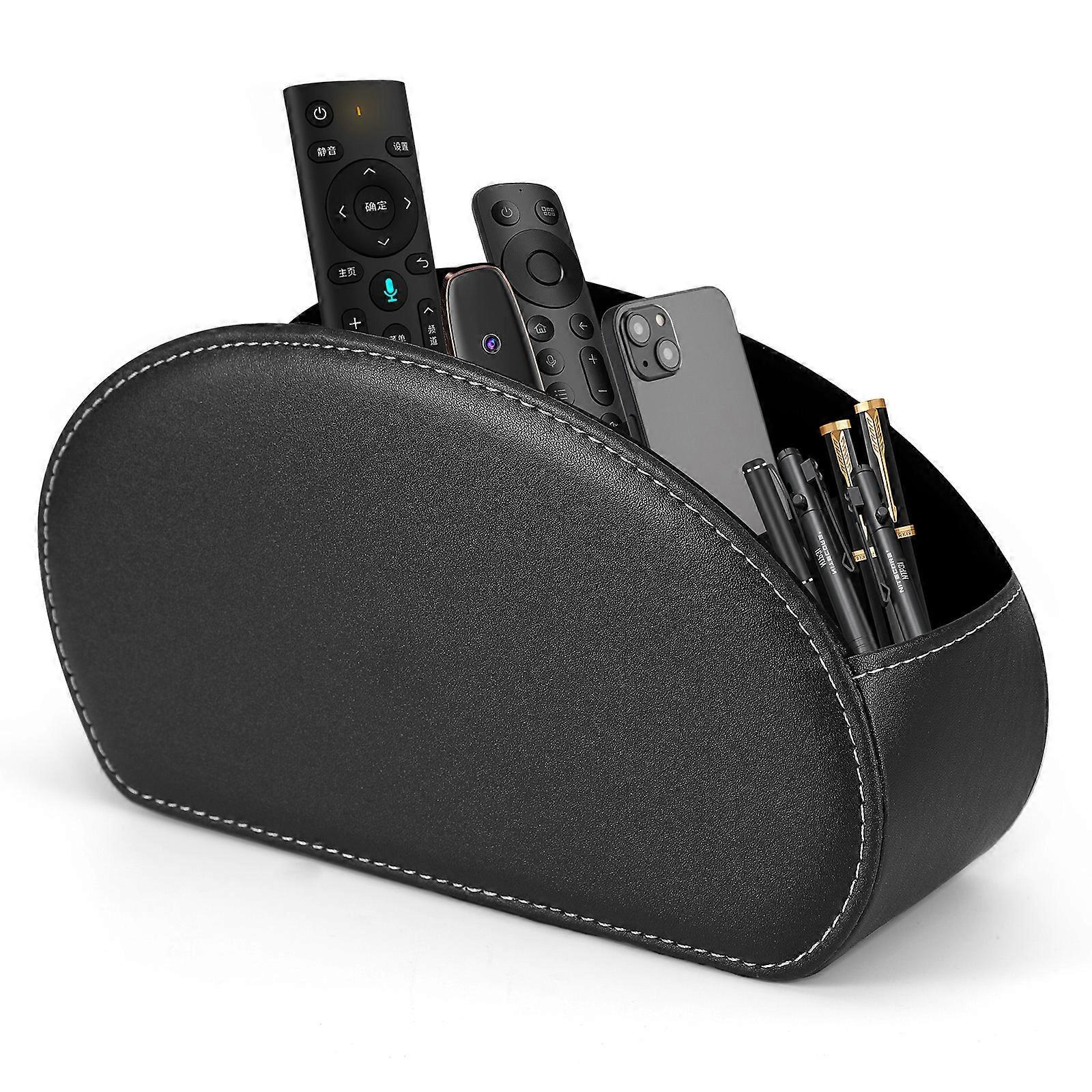Black PU Leather Multi Use Remote Caddy