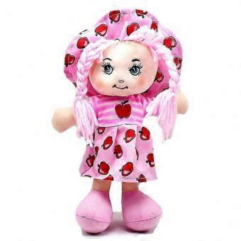 Gift for Girls Pink and Orange Rag Doll with Hat and Fruit Clothes