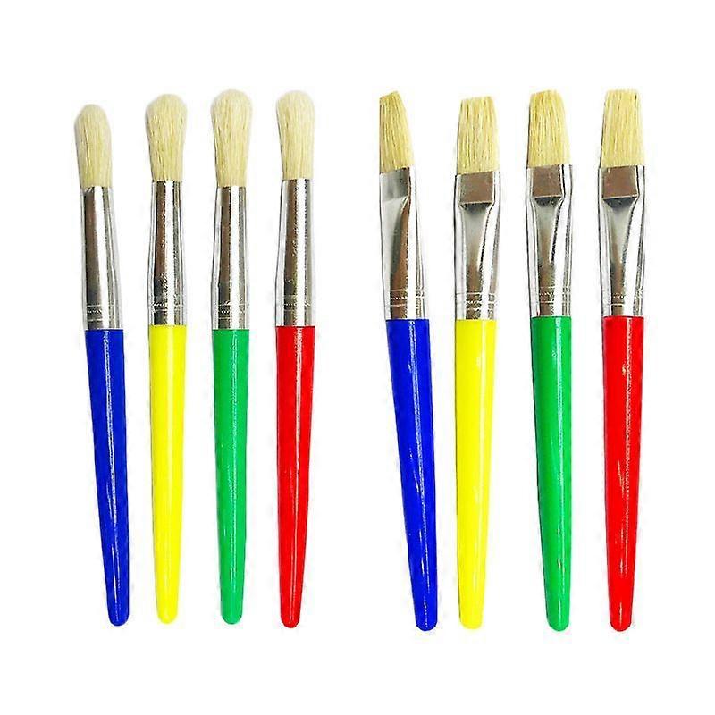 Hog Bristle Round Flat Art Brushes