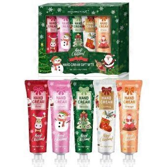 Christmas Hand Cream Set with 5 Hand Creams in 5 Assorted Scents, Christmas Theme Festive Hand Care Gift Set for Daily Use
