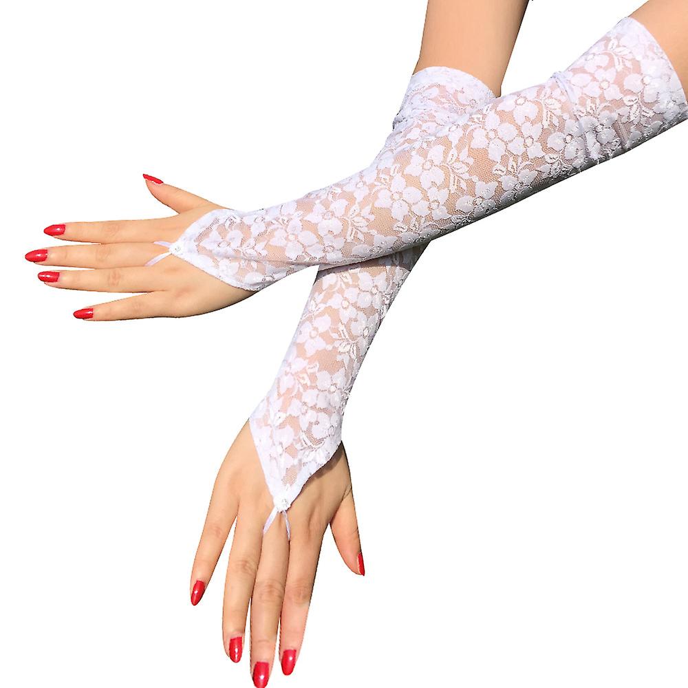 Pairs Women Long Lace Gloves Sexy Fishnet Mesh Fingerless Glove