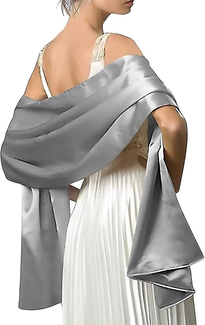 Women's Satin Chiffon Festive Scarfsilver