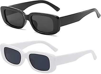 2pcs Rectangular Sunglasses Protection Retro Driving Glasses For Women