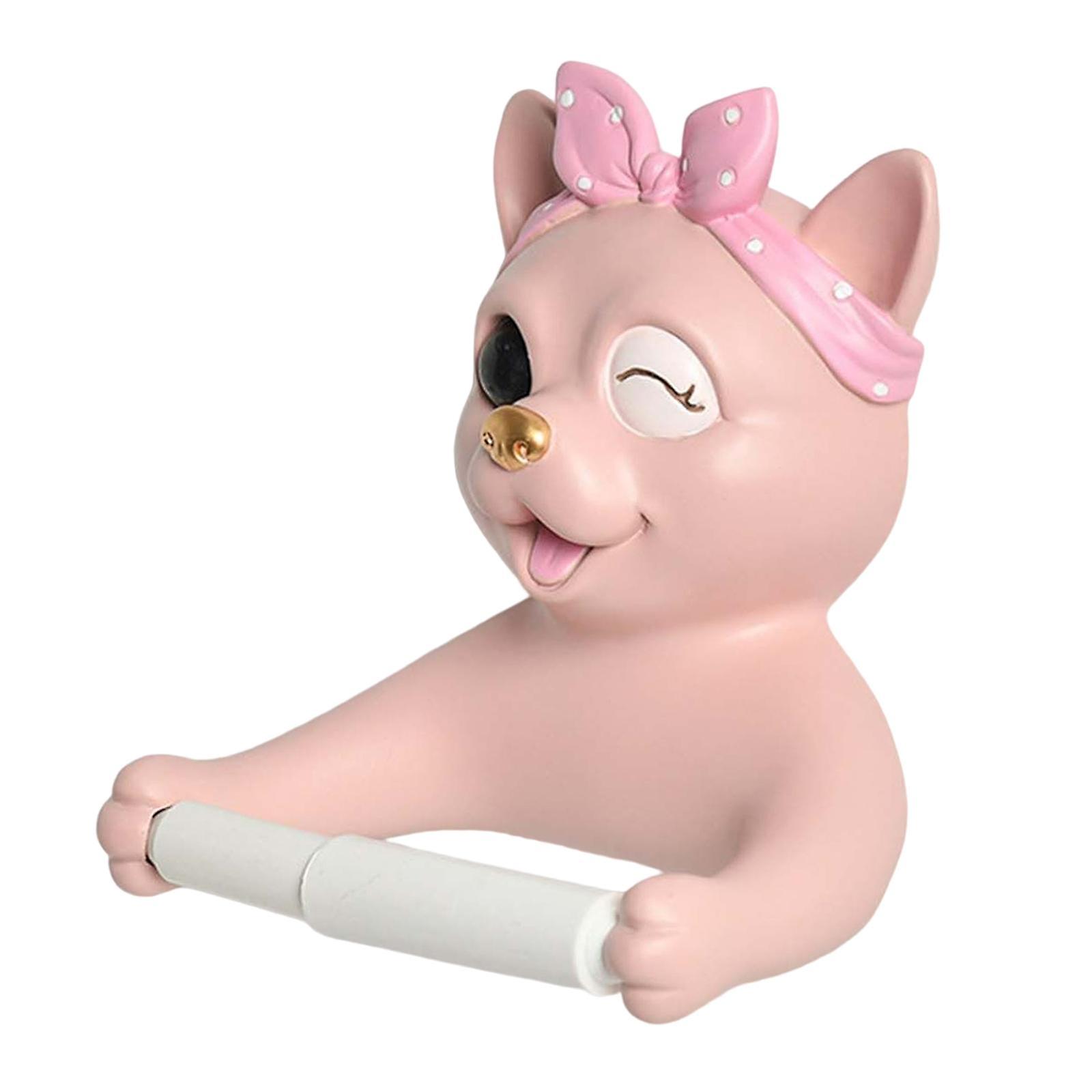 Toilet Paper Holder Tissue Roll Hanger Ornament for Restaurant Washroom Pink