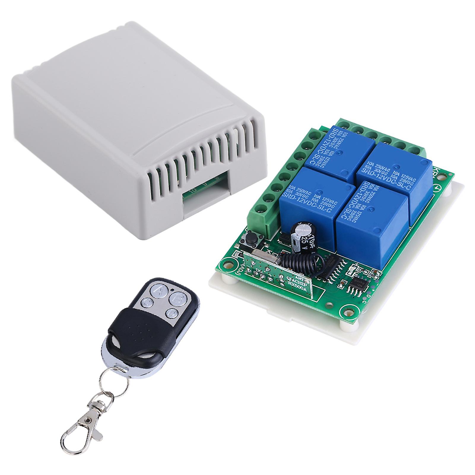 DC12V 4-CH 433MHZ Wireless Garage Doors Control Switch Receiver Board with Remote Controller