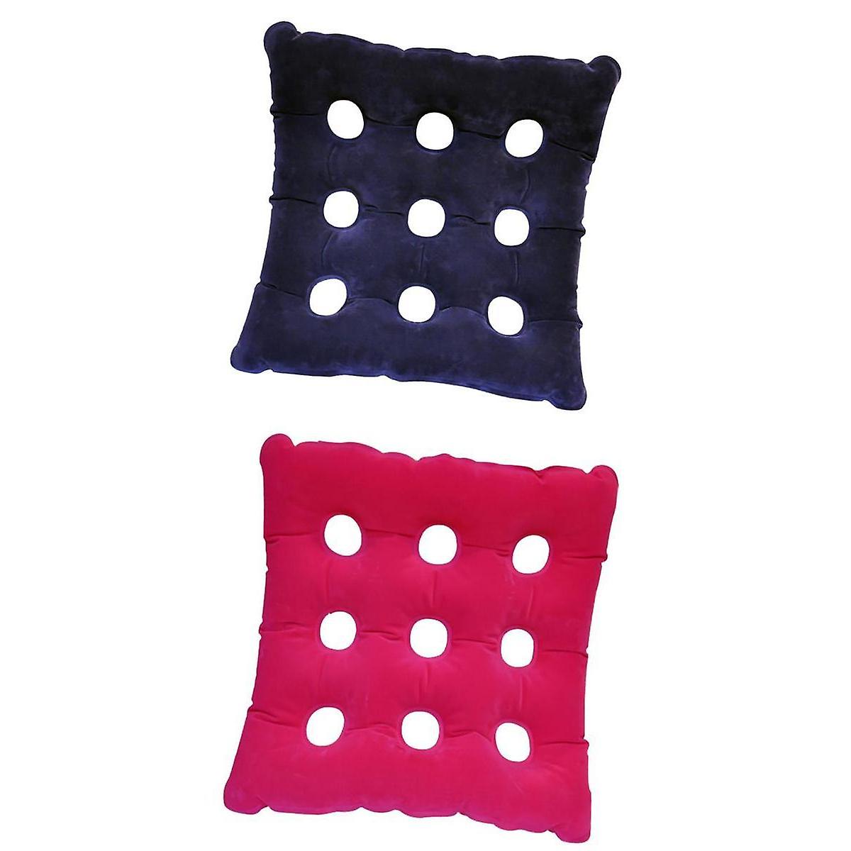 2pcs Air Inflatable Hypoallergenic Seat Cushion Backrest Pink/Blue
