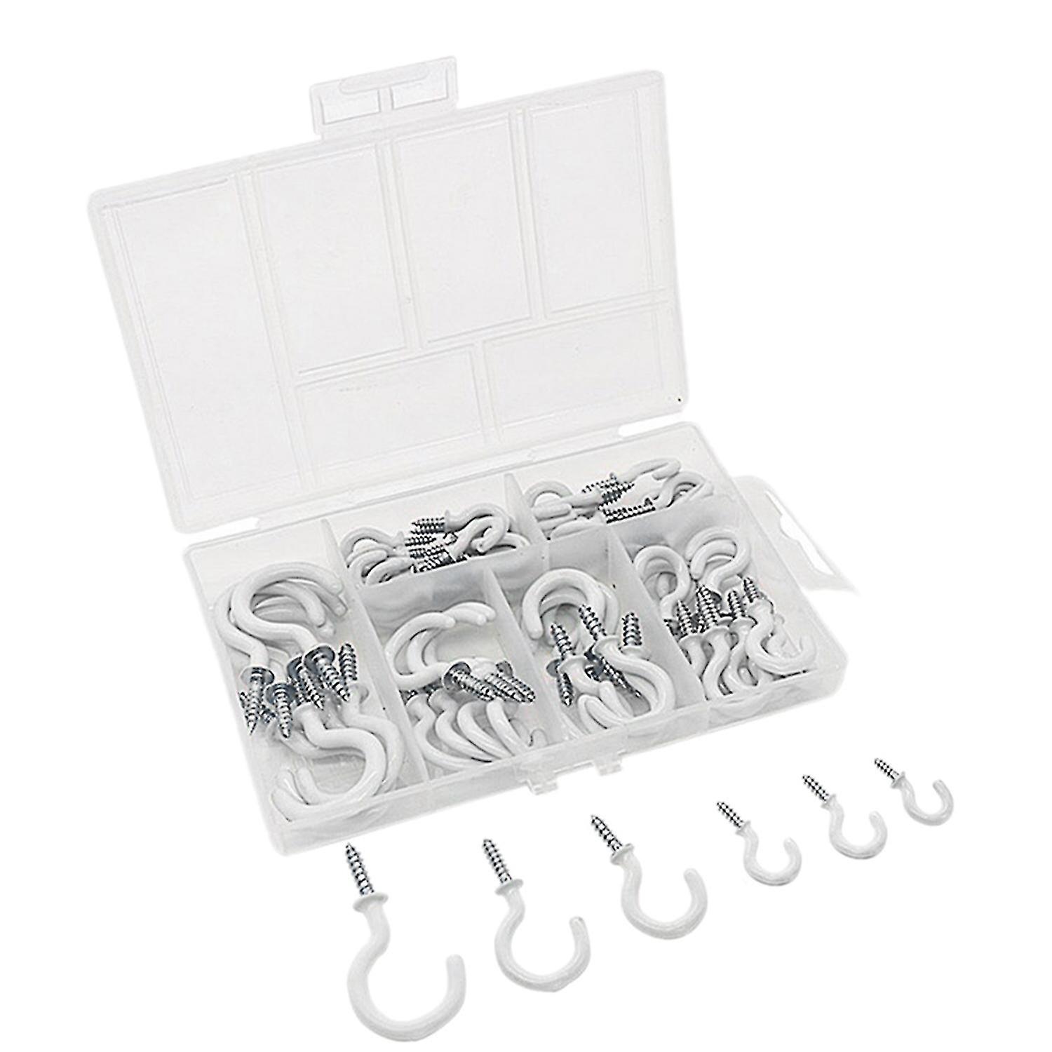 70pcs Ceiling Hooks Heavy Duty Screw Cup for Bathroom Kitchen Wall Ceiling Hanging Various Size Com
