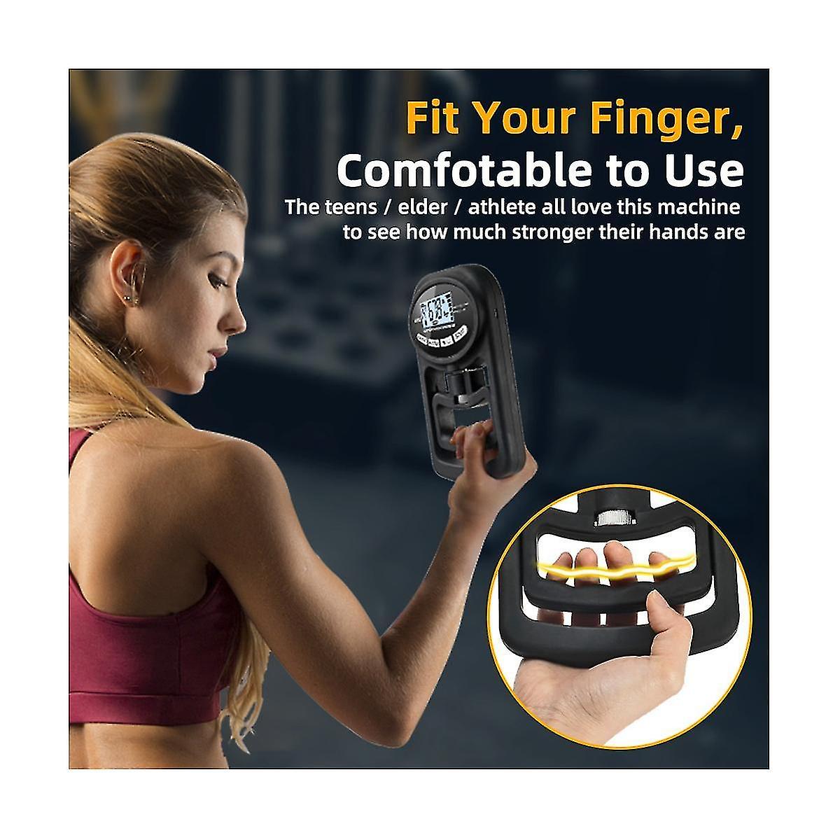 Grip Strength Tester 265lbs/120kg Digital Hand Dynamometer Grip Strength Meter Usb Lcd Screen, Blac