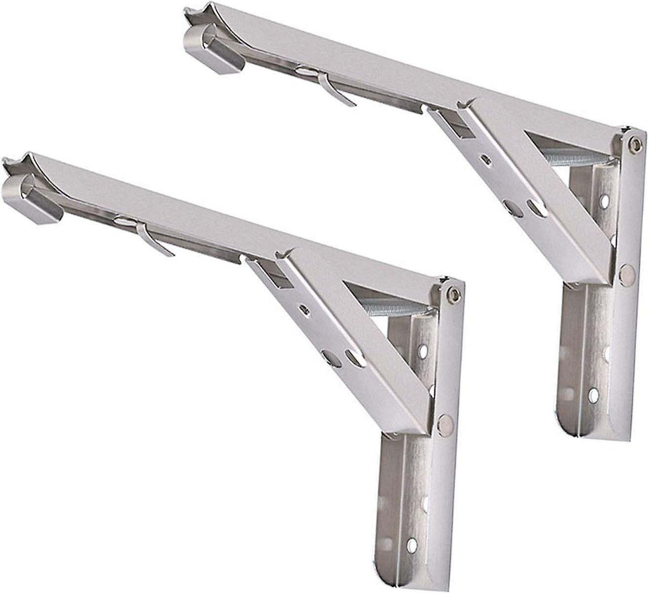 2 Piece Wall Mounted Folding Shelf Brackets Triangular Folding Shelf Brackets Space Saving Workbench Table Brackets (stainless Steel F - 8")