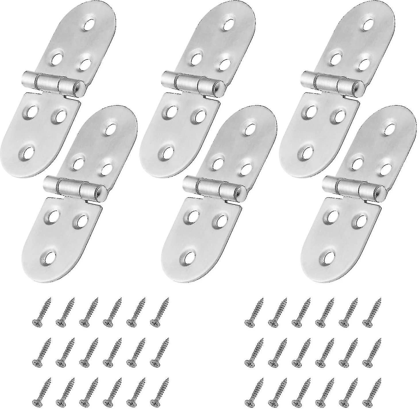 6pcs Folding Flip Top Hinge Folding Hinges Metal Edge Backflap Cabinet Butt Hinges