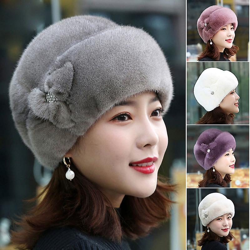 EUBUY Women's Faux Fur Winter Hat – Fluffy Russian Style Beanie With Faux Fur Trim In Multiple Colors - View #11