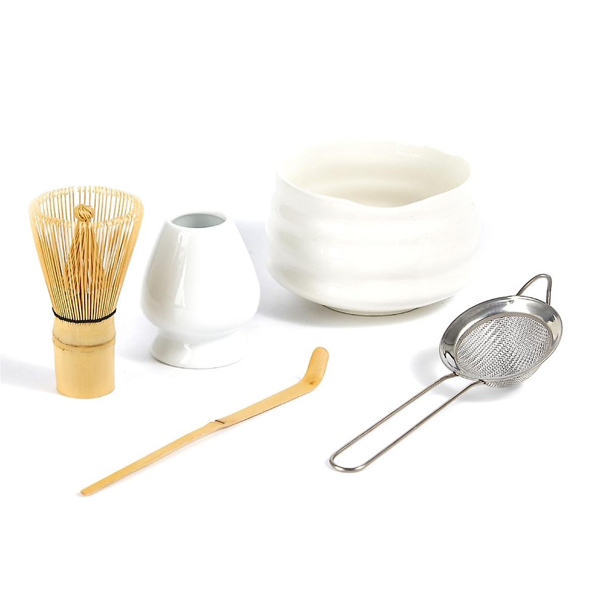 5PC Handmade Home Matcha Tea Set Tool Stand Kit Matcha Bowl Whisk Tea Scoop Tea Whisk Whisk Holder