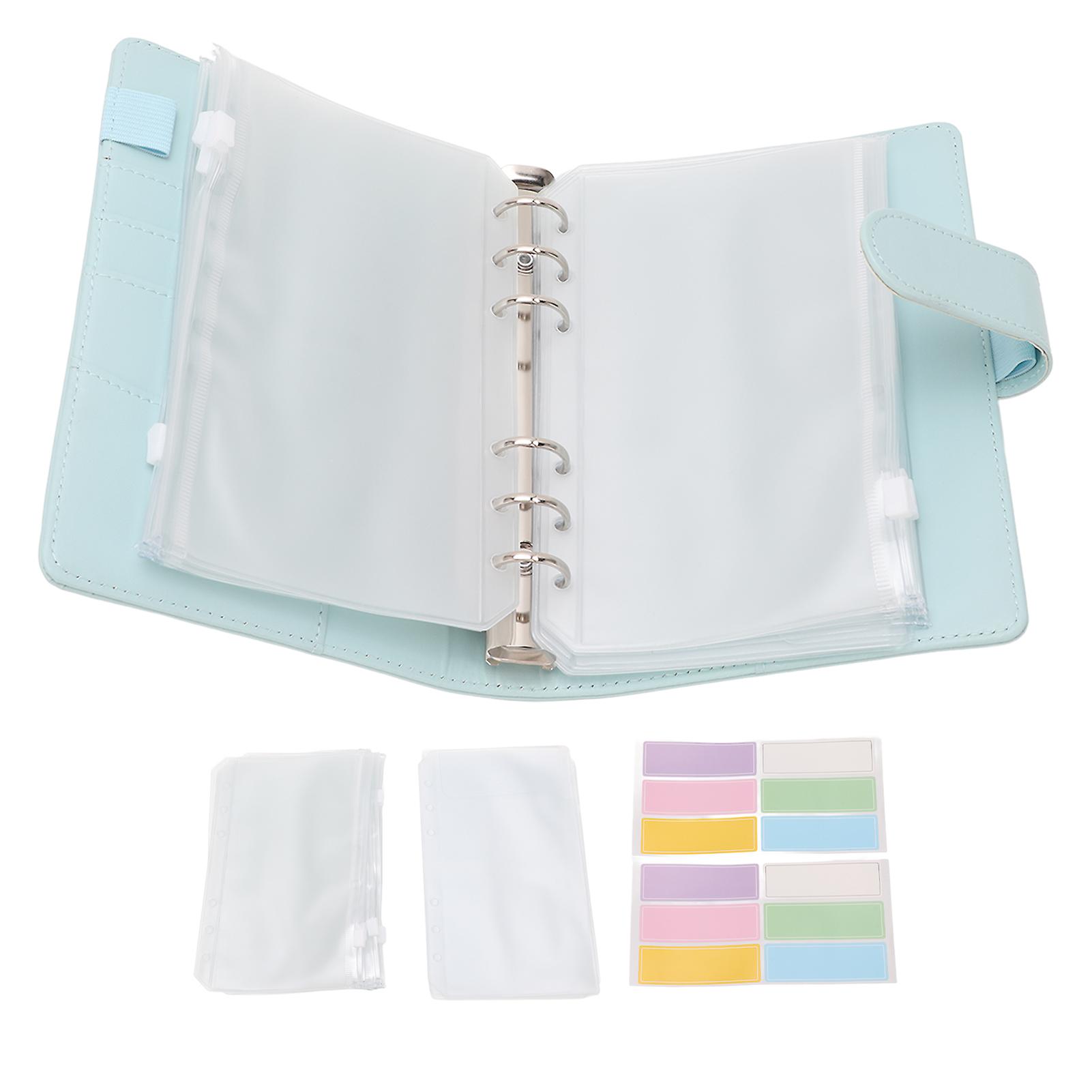A6 Budget Binder A6 Binder Pocket Zipper Bag Notebook PU Leather Budget Notebook Cash Envelope Budget Hand Book Blue
