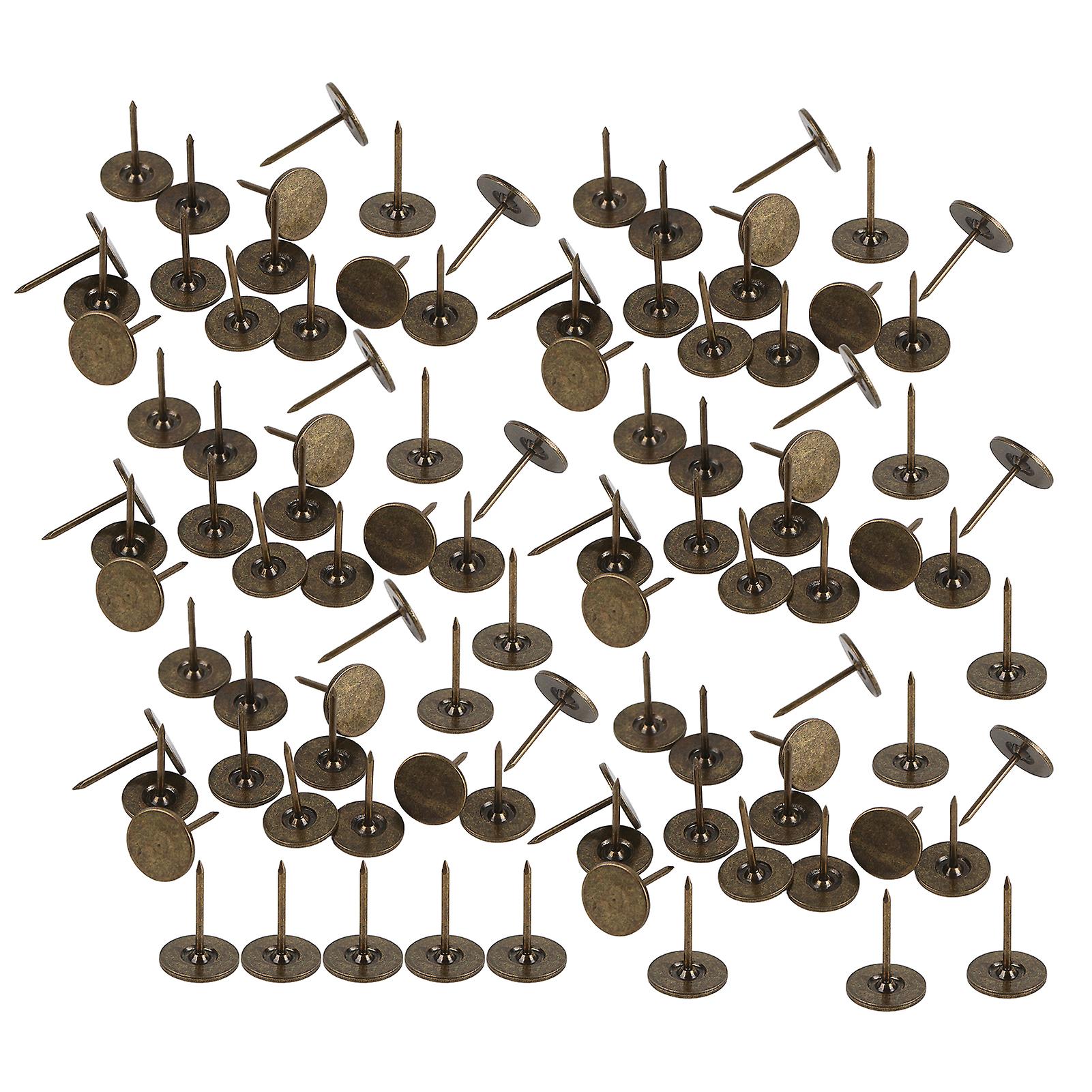 Lot de 100 clous décoratifs à tête plate pour tapisserie, couleur bronze cyan, 14 x 20 mm
