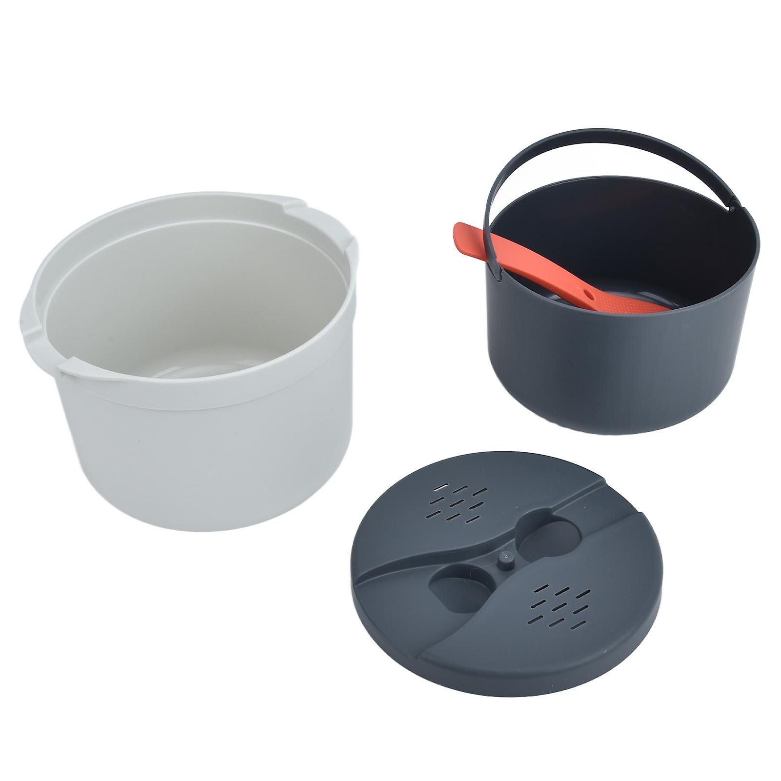 Microwave Microwave Rice Maker 2L Food Grade PP Material Rice Spoon Lid Strainer Steaming Pot Rice Cooker SetOrange