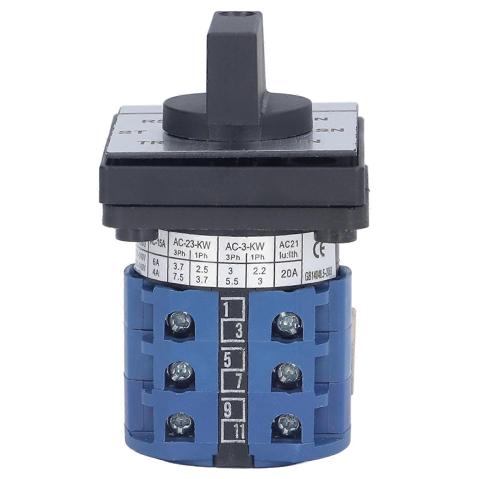 BERM Changeover Switch Rotary Knob Voltage Control 7 Position 3 Phase 3 Wire for Equipment 
