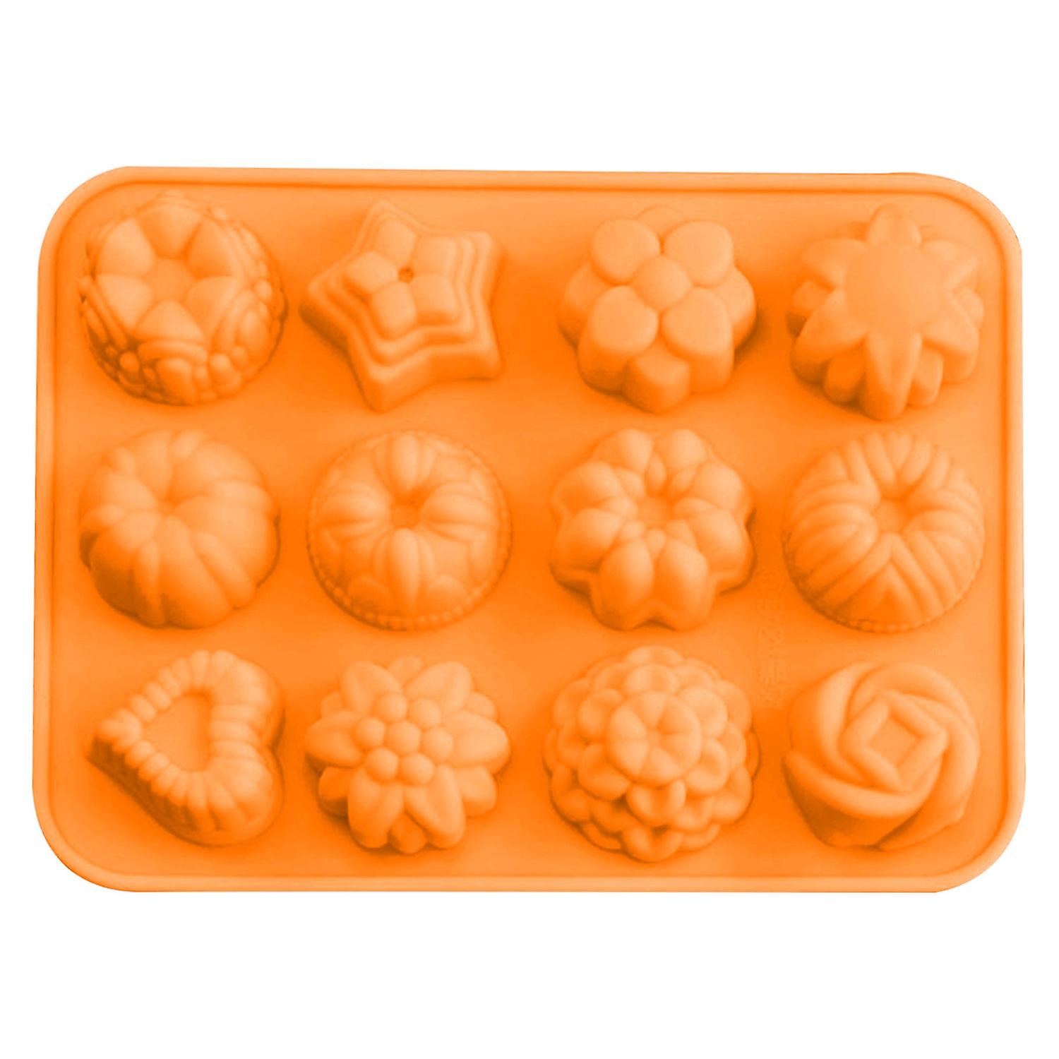 Cake Mold 12-Cavity Cold-resistant High Toughness Easy to Demould Multiple Patterns Flower Heart