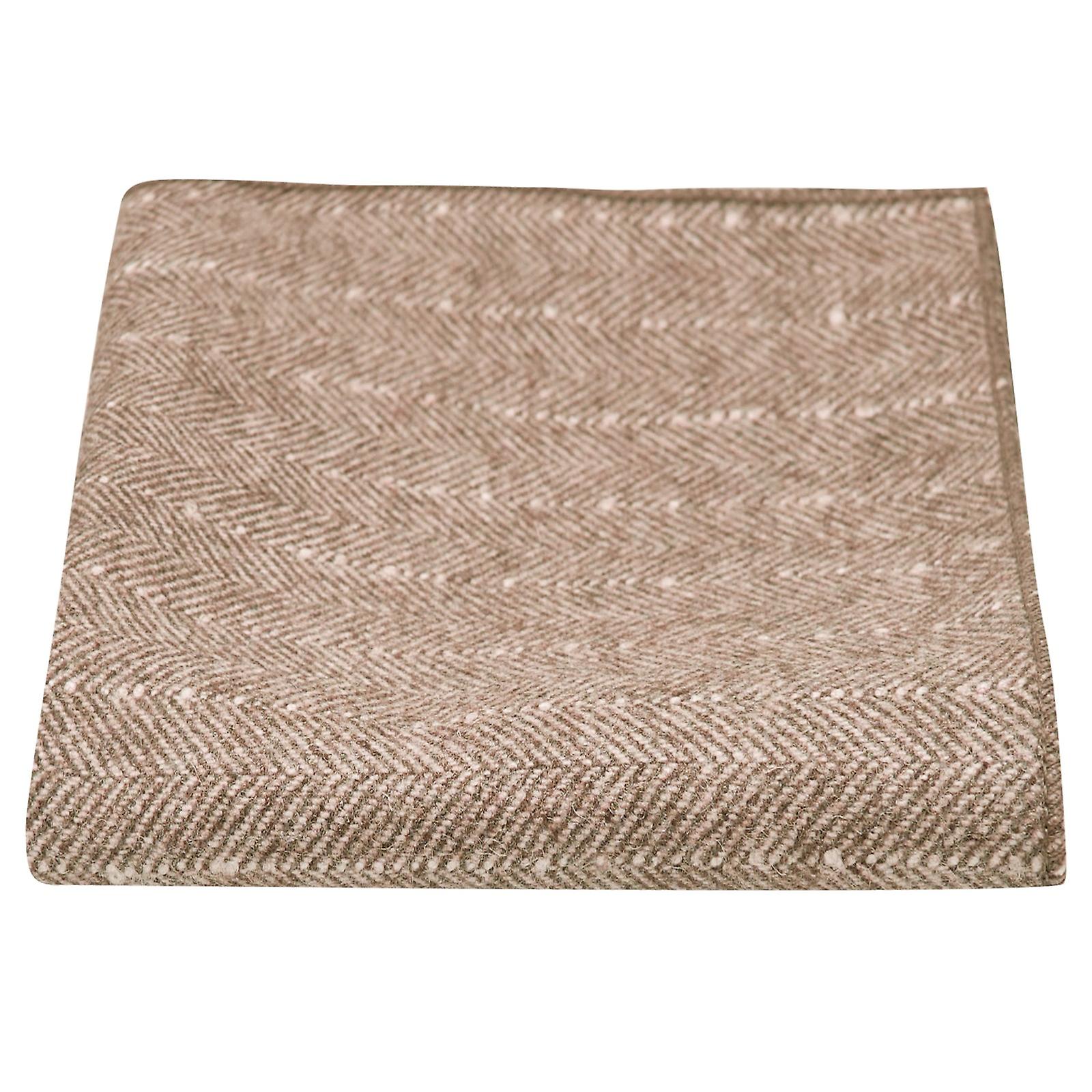 Tan Brown Herringbone with Pinstripe Pocket Square