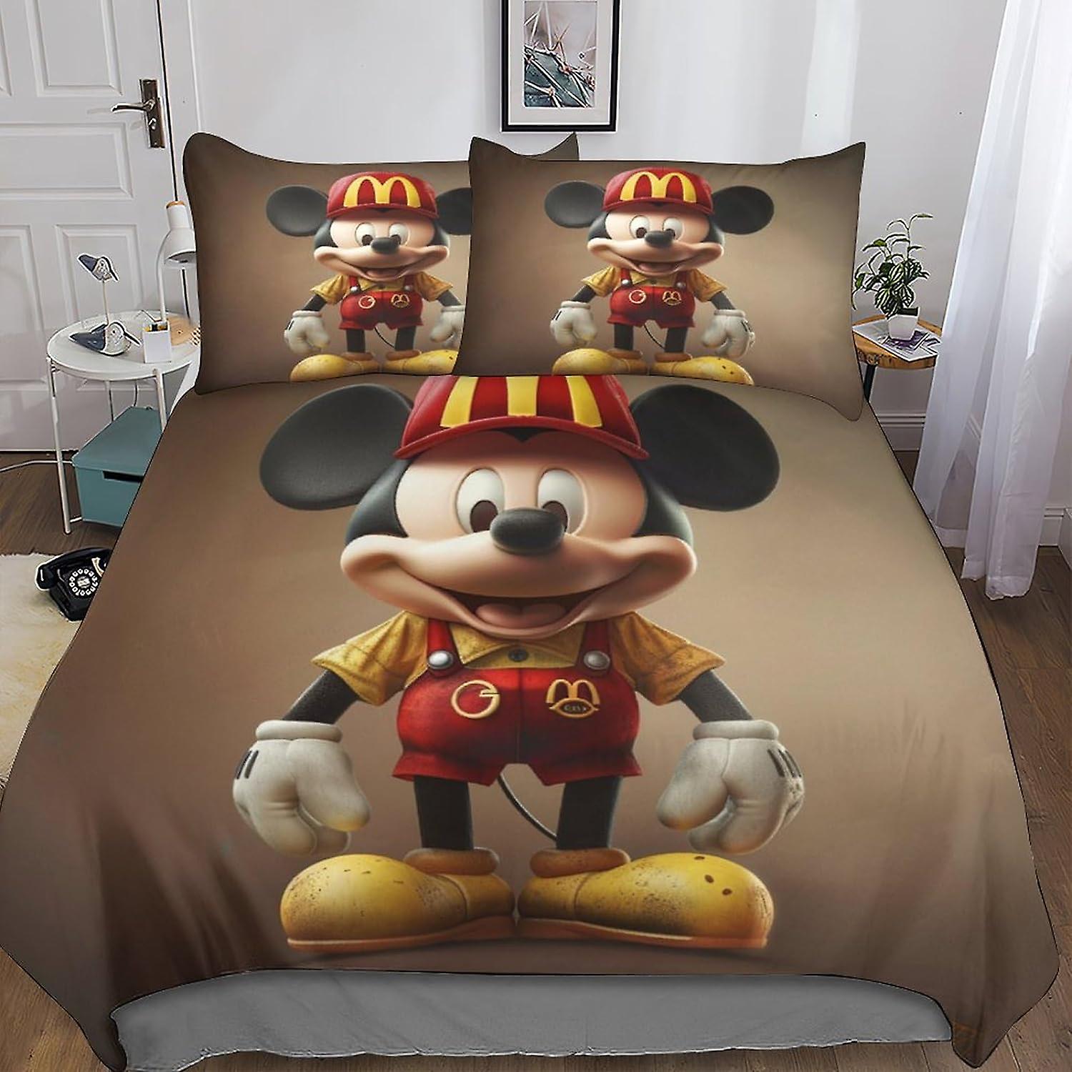 DSJackson Mickey Mouse Premium Duvet Cover Set with Hidden Zipper Closure - Microfiber Cartoon Bedding Set with 3D Print And Pillowcases - Perfect for