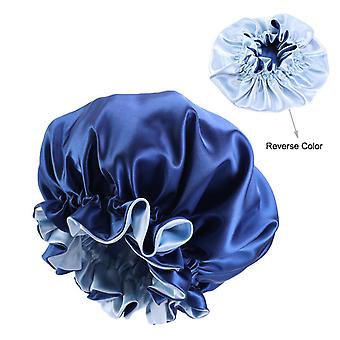 Veeki Set of 3 Satin Hair Bonnet for Curly Hair Reversible Big Double Side Silk Sleep Cap for Natural Hair Royal Blue
